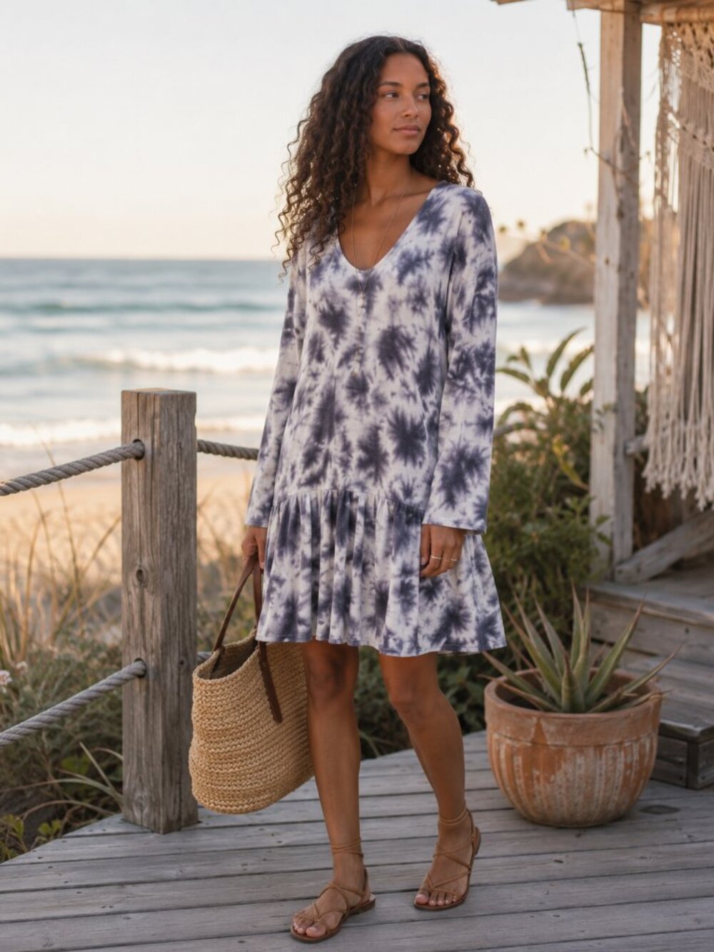Anthropologie Saturday Sunday tie dye long sleeve dress